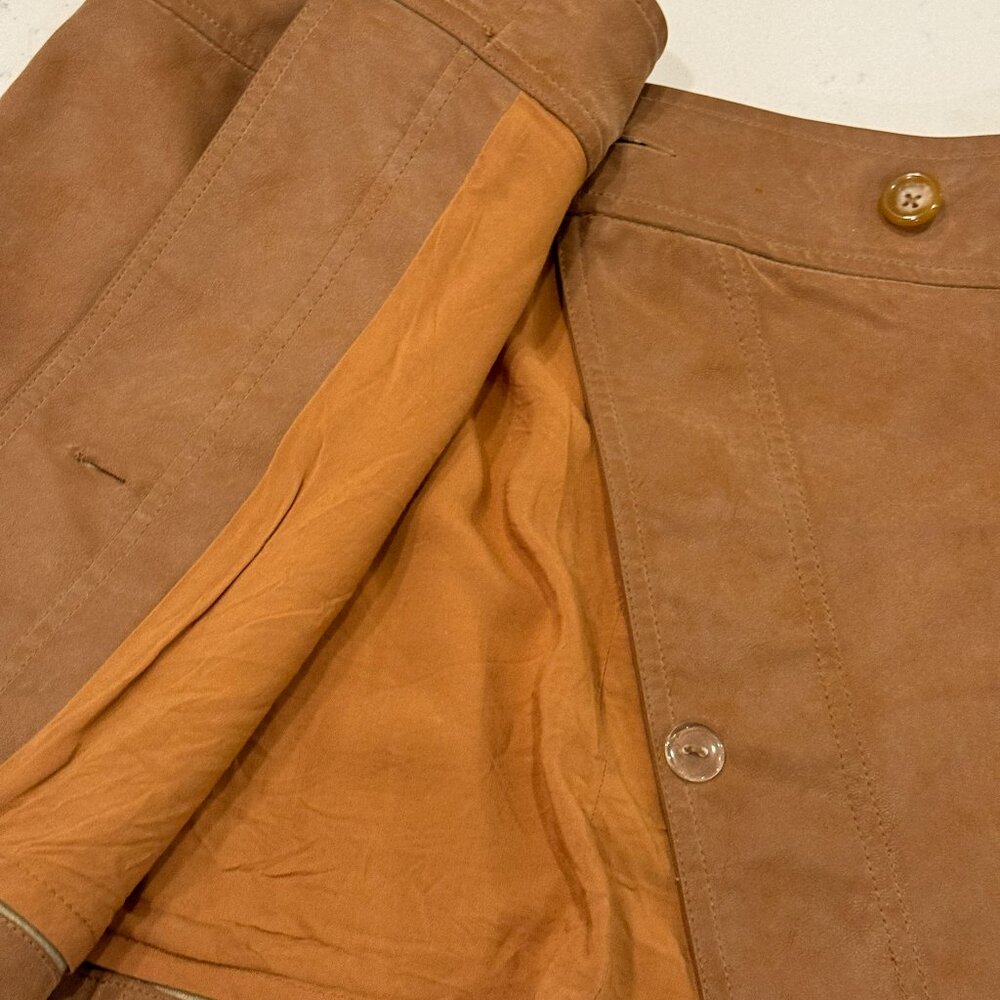 FREE PEOPLE | Camel Faux Suede Wrap Mini Skirt Size 6 - Picture 7 of 9